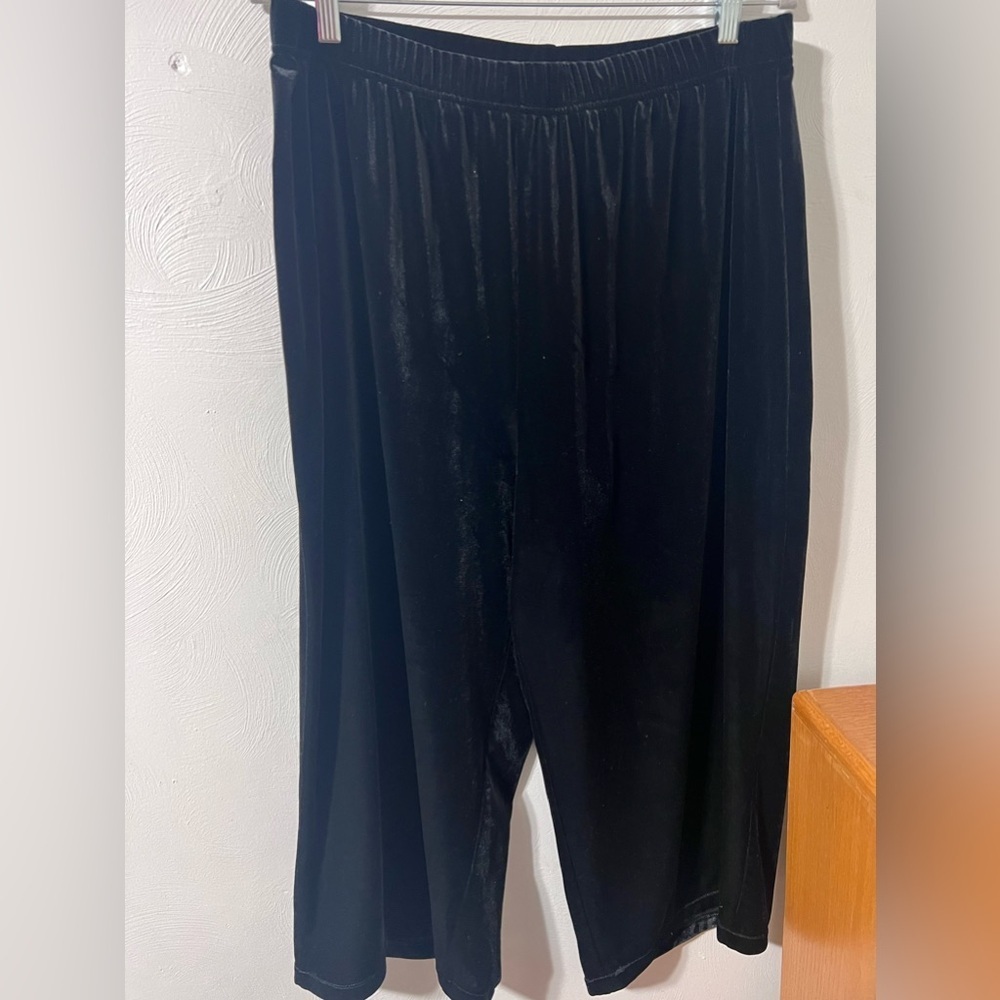 Bob Mackie Wearable Art Womens Sz 1X Black Elastic Waist Velvet Velour Pants